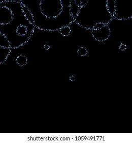 Purple glitter elements, stars shiny confetti. Scattered little, sparkling, flashing ultra violet, Random tiny stellar falling on black background. New Year, Christmas background. Vector illustration.