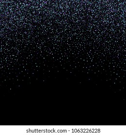 Purple glitter elements, stars shiny confetti. Scattered little, sparkling, flashing ultra violet, Random tiny stellar falling on black background. New Year, Christmas background. Vector illustration.