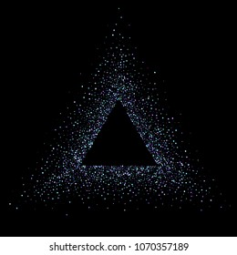Purple glitter elements, stars shiny confetti. Scattered little, sparkling, flashing ultra violet, Random tiny stellar falling on black background. New Year, Christmas background. Vector illustration.