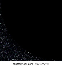 Purple glitter elements, stars shiny confetti. Scattered little, sparkling, flashing ultra violet, Random tiny stellar falling on black background. New Year, Christmas background. Vector illustration.