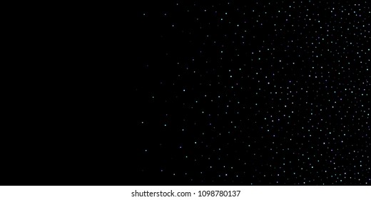 Purple glitter elements, stars shiny confetti. Scattered little, sparkling, flashing ultra violet, Random tiny stellar falling on black background. New Year, Christmas background. Vector illustration.