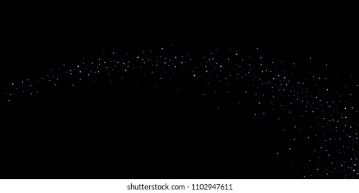 Purple glitter elements, stars shiny confetti. Scattered little, sparkling, flashing ultra violet, Random tiny stellar falling on black background. New Year, Christmas background. Vector illustration.