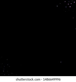 Purple glitter elements, stars shiny confetti. Scattered little, sparkling, flashing ultra violet, Random tiny stellar falling on black. New Year, Christmas background. Vector illustration.