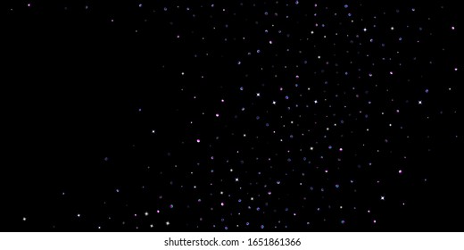 Purple glitter elements, stars shiny confetti. Scattered little, sparkling, flashing ultra violet, Random tiny stellar falling on black background. New Year, Christmas background. Vector illustration.