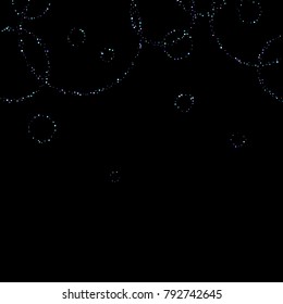 Purple glitter elements, stars shiny confetti. Scattered little, sparkling, flashing ultra violet, Random tiny stellar falling on black background. New Year, Christmas background. Vector illustration.