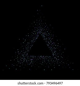 Purple glitter elements, stars shiny confetti. Scattered little, sparkling, flashing ultra violet, Random tiny stellar falling on black background. New Year, Christmas background. Vector illustration.
