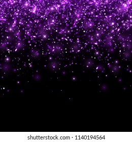 Purple Glitter On Black Background. Vector