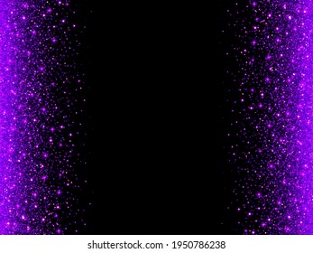 Purple glitter sparks. Shiny confetti and glowing lights. Vector illustration.

