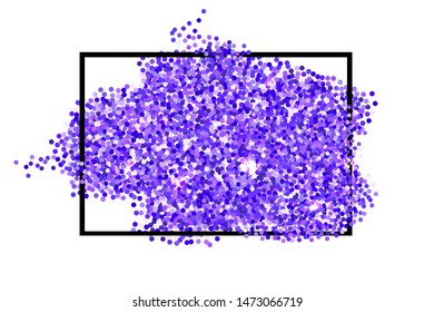 Purple glitter texture border isolated over white background. Abstract scattered golden sparkles of confetti. Bright celebration vector illustration.