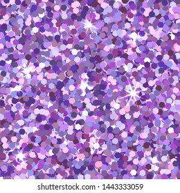 Purple glitter texture. Shiny sparkle background. Violet metal glitter wallpaper. Vector decorative elegant banner template. For design, advertising banner, cover.
