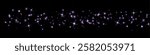 Purple glittering dots, particles, stars magic sparks. Glow flare light effect. Violet luminous points. Vector particles on black background. 