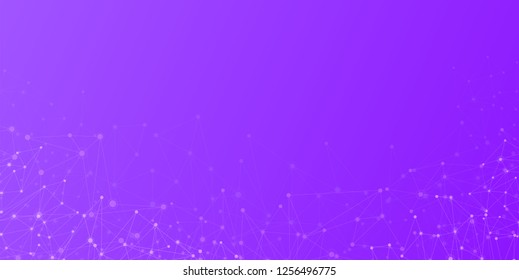 Purple global communication background with abstract network. Vector illustration.