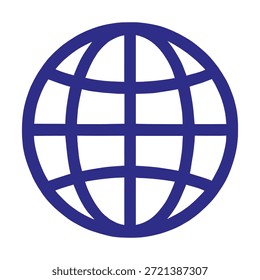 Ilustración vectorial de icono de globo púrpura. Símbolo de tierra lineal simple para la red global, Web mundial, negocios internacionales y viajes aislados sobre fondo blanco.