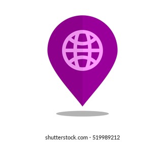 purple globe marker pin path image vector icon logo