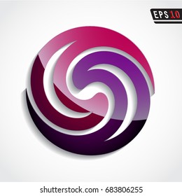 purple glossy 3d whirlpool circle logo