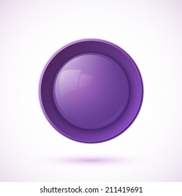 Purple glossy button icon isolated on white background. Vector illustration