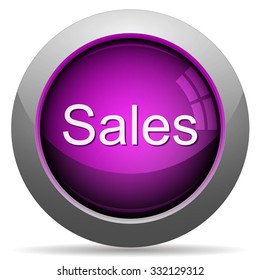 Purple glossy sales concept button. Arranged layer structure.