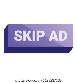 Purple glossy skip ad button, encouraging users to bypass advertising content