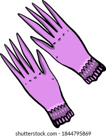 Guantes morados, ilustración, vector sobre fondo blanco