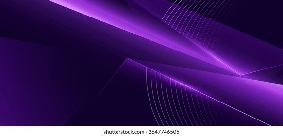 Purple glow lines luxury background with curve lines and polygon