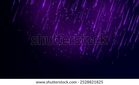 Purple glow vertical light lines with shiny shimmering particles for background and overlay. Glowing abstract futuristic shimmering background.