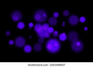Purple glowing bokeh. Warm blurred circles scattered on dark background, creating festive or fiery atmosphere. Perfect for abstract, energy, or celebration designs.