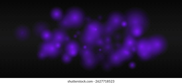 Purple glowing dots with smooth gradients and bokeh effect on dark transparent background. Abstract fire glow or warm light blur.