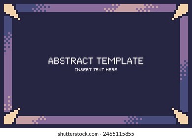 Purple Glowing Frame with Dark Blue Background, Pixel Art Illustration