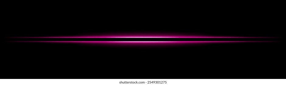 Feixe de luz horizontal roxo brilhante. Design elegante e nítido com tons quentes para efeitos sci-fi ou futuristas. Ideal para planos de fundo abstratos, transições de luz ou visuais inspirados em neon