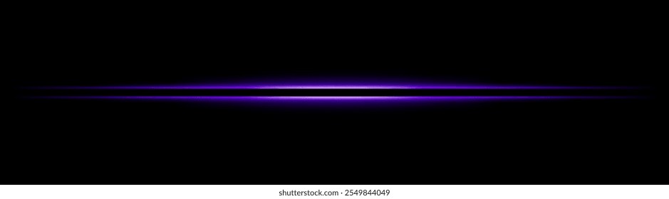 Feixe de luz horizontal roxo brilhante. Design elegante e nítido com tons quentes para efeitos sci-fi ou futuristas. Ideal para planos de fundo abstratos, transições de luz ou visuais inspirados em neon