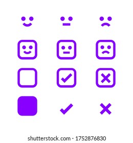 violettes Symbol für Emotionen mit Markierung einzeln auf Weiß
