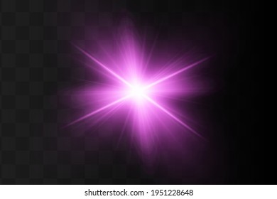 Purple glowing light effect isolated on  background. Glow light effect.