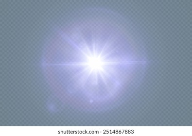 Purple glowing light effect. Sun flare. Glow effect. Star flares with shimmering highlights. Beautiful shimmering highlights light effect. Vector 10 EPS