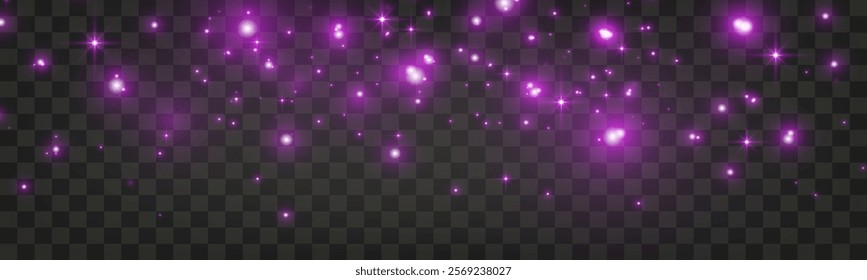 Purple glowing light sparks on a dark background, creating an abstract, luminous and atmospheric design. Perfect for futuristic, minimalistic, and digital visuals.