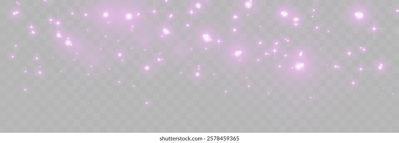 Purple glowing light sparks on a transparent background, creating an abstract, luminous, and atmospheric design. Perfect for futuristic, minimalistic, and digital visuals.