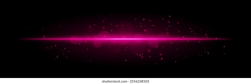 Purple glowing line icon. Vibrant horizontal beam, illuminated particles, abstract light effect, futuristic energy, minimalistic decor, dynamic modern design, radiant visual