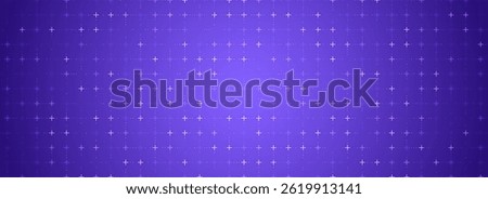 Purple glowing square grid background. Cross and dot tech network backdrop. Abstract checkered dashboard pattern for science, technology, business, healthcare, medicine design. Vector wallpaper