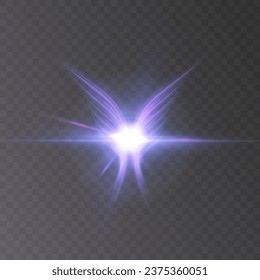 Purple glowing stylized wings. Vector