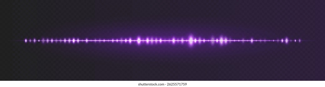 Purple glowing waveform with central amplitude peaks and smooth frequency pattern on transparent background, ideal for audio UI, podcast, or speech recognition visuals.