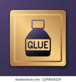 Purple Glue icon isolated on purple background. Gold square button. Vector
