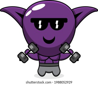 purple goblin fitness simple character cartoon vector