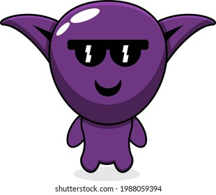 purple goblin simple character cartoon vector wearing glasses