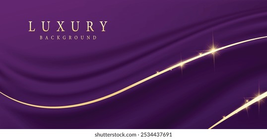 Purple and gold Abstract vector background luxury cloth or liquid wave or wavy folds of grunge silk texture satin velvet material stock illustration, Silk, Textile, Backgrounds, Satin