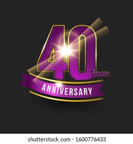 purple and gold anniversary logo with 40 years anniversary ribbon