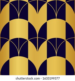 Purple and Gold Art Deco Inspired Seamless Pattern Print Background