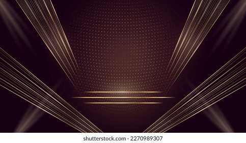 Purple and gold background, presentation scene template. Abstract backdrop for premium banners, business and posters, billboards, flyers, signs and websites. Vector illustration for design