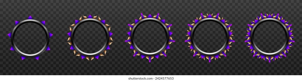 Purple and Gold border Metallic Game GUI Avatar Banner Frames for Game UI Designs