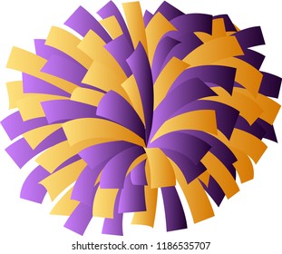 Purple and gold cheerleader pom-pom