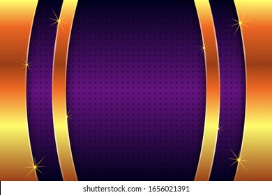 Purple gold curve background on overlap layer for text and message modern artwork design background. dot pattern on the center. 