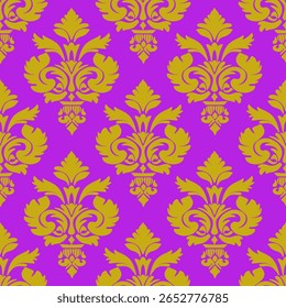 Roxo Dourado Damasco Sem Costura Padrão Vintage Barroco Floral Ornamental Papel de Parede Fundo Luxo Design Decorativo